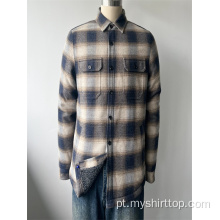 Manga de manga comprida Button Down Flannel Plaid camisa